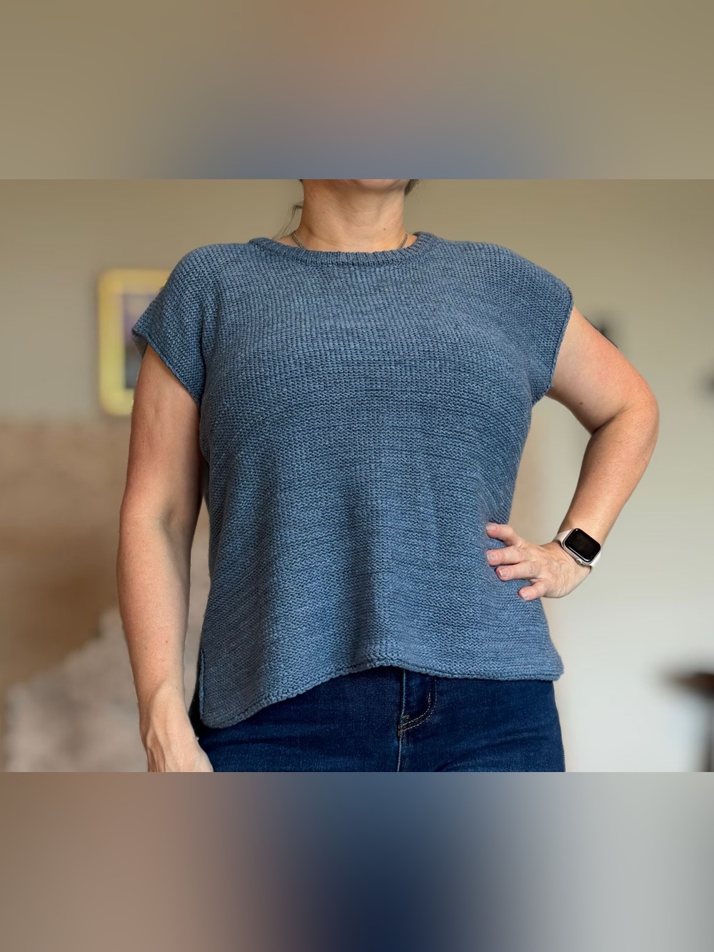Zenana Outfitters Knit Boxy Tank Top in Slate Blue